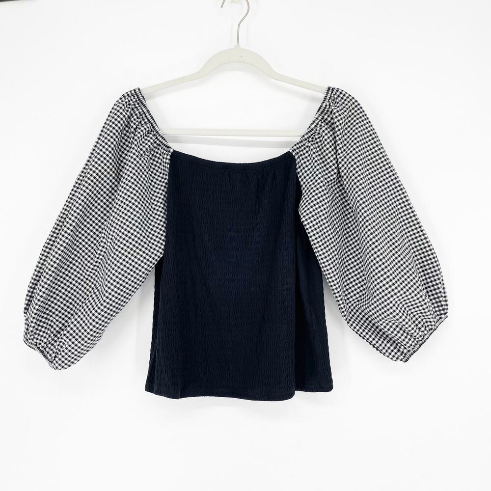 Boutique Puff Sleeve Gingham Top Size Small